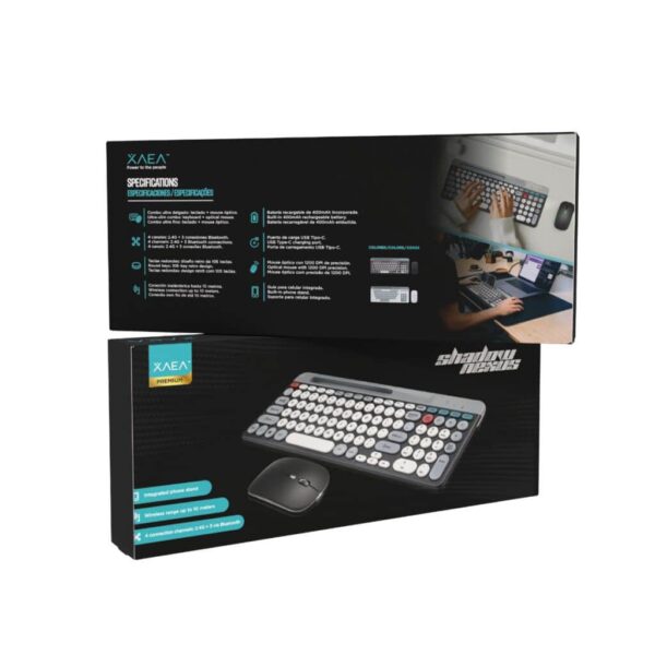 COMBO INALAMBRICO RECARGABLE W+BT MODX-064 - XAEA - GRIS 2 Combo Teclado + Mouse Inalámbrico Recargable MODX-064 Gris