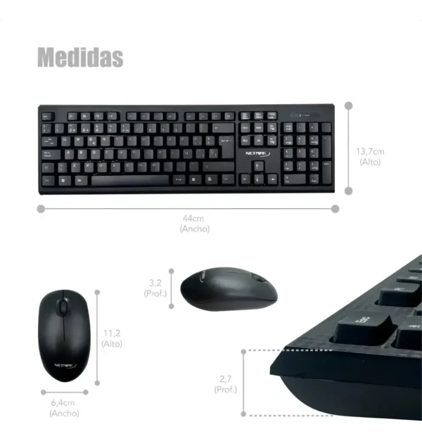 Teclado español + mouse wireless Netmak NM-KB760 3 Teclado español + mouse wireless Netmak NM-KB760